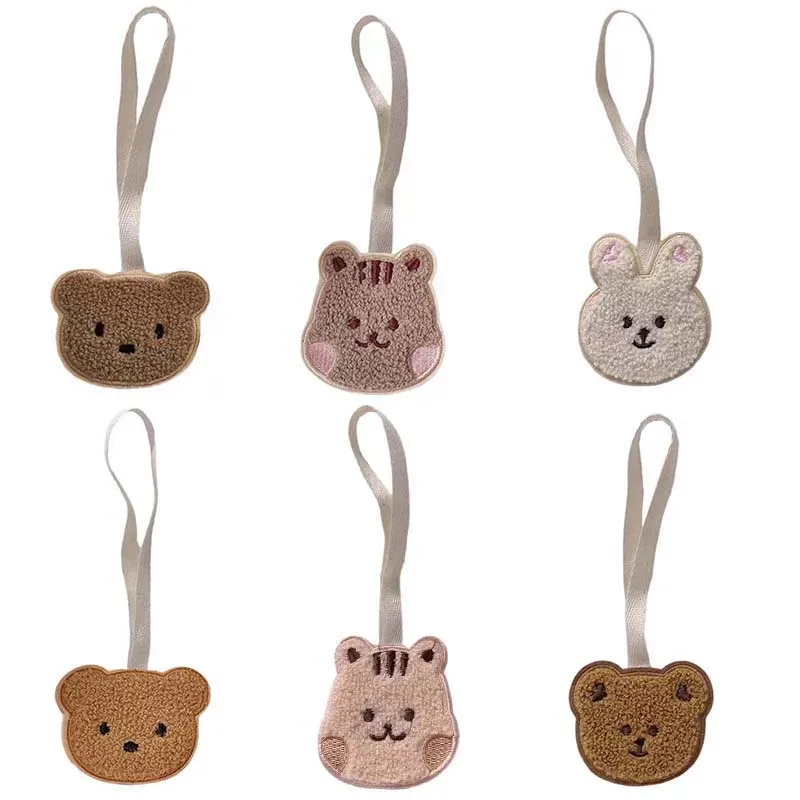3 étiquettes nominatives mignonnes pour enfants, anti-perte, brodées, motif ours et lapin, pendentif pour sac à dos, accessoires pour bagages de maternelle