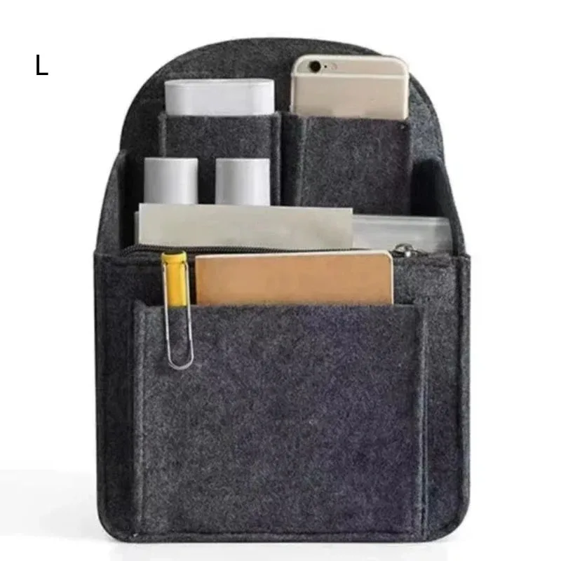 organisateur d'insertion en feutre pour sac à dos, petite trousse de maquillage portable, doublure durable pour l'organisation quotidienne et les voyages