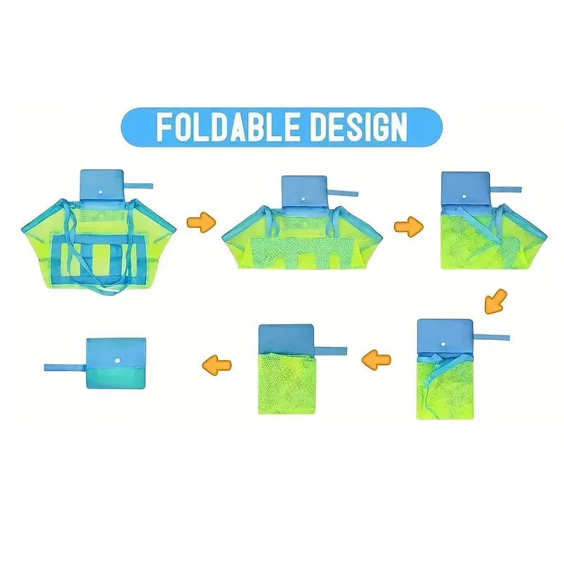 sac de plage portable anti-sable pour enfants, filet de rangement pour jouets de plage, serviettes, sacs de rangement imperméables de grande capacité pour jouets d'extérieur