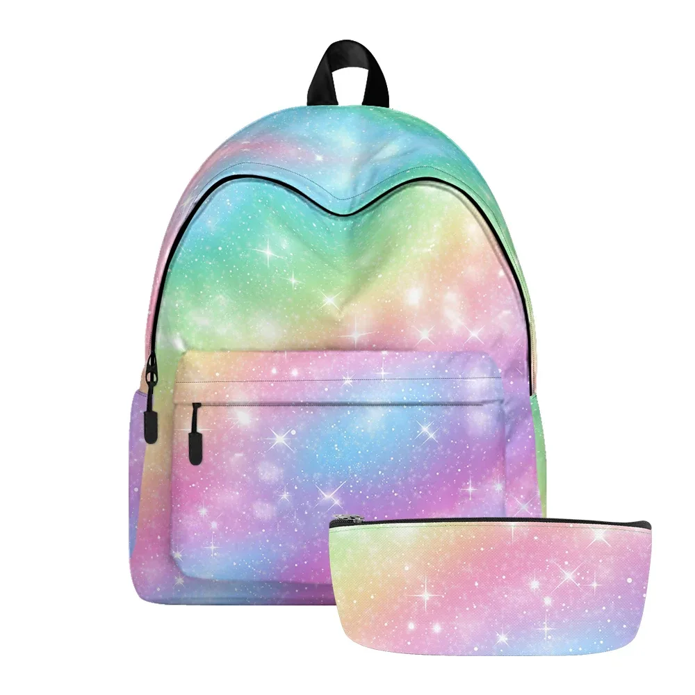 sac à dos imprimé étoile dégradé de rêve, sacs à crayons, bretelles réglables, sac d'école léger galaxie, ensembles de voyage pour adolescents et étudiants