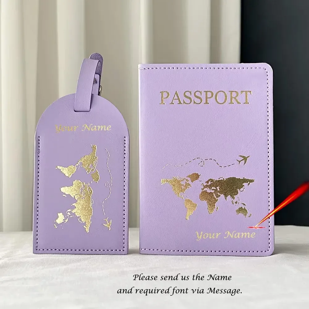 protege passport personalisé prenom avec étiquettes à bagages, couverture passeport personnalisé carte de l'ue, étui mignon, portefeuille de voyage, accessoires de voyage