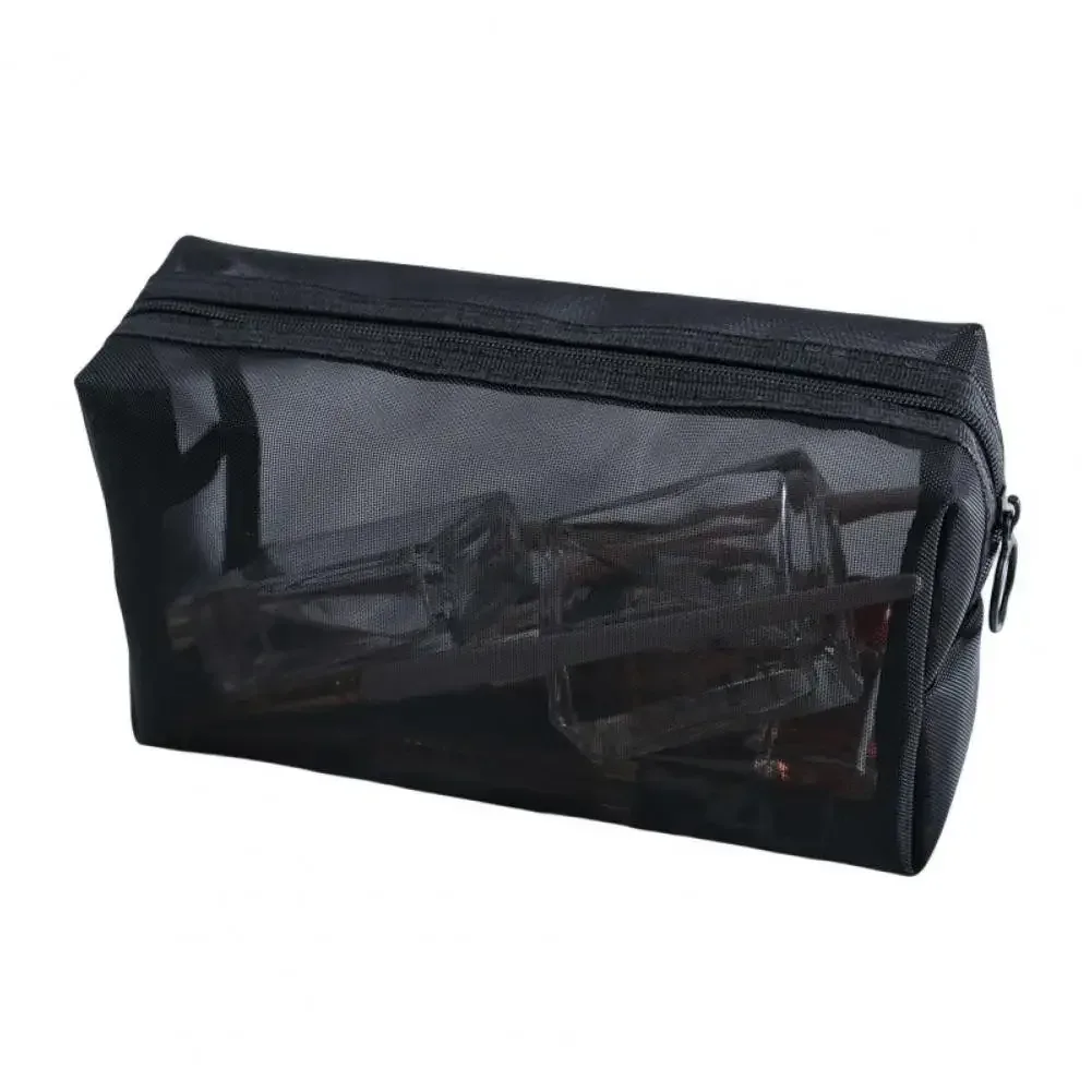 sac à cosmétiques pliable, sac de toilette transparent et lavable, sac de toilette respirant de grande capacité, sac de maquillage en maille avec fermeture éclair pour voyage