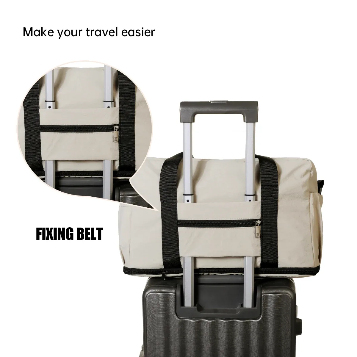sac de voyage de grande capacité pour les courts voyages, sac de rangement pour bagages, sac de sport léger et portable pour femmes, extensible et peut être fixé à une valise trolley