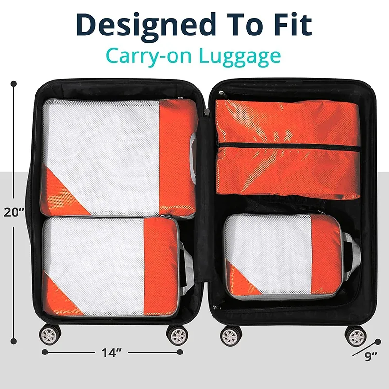 sac d'emballage de voyage portable, sac de rangement de compression de vêtements imperméables épaissis, sacs de voyage pour chaussures et vêtements, cube d'emballage, ensemble de 4 pièces
