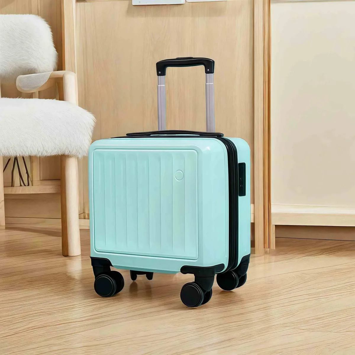 bagage à main léger abs 18 pouces, étanche, roue rotative universelle, serrure de voyage, valise, poignée à 2 sections pour moins de 160cm