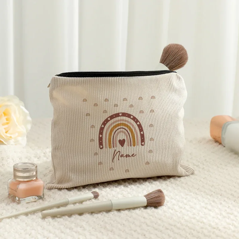 personnalisable avec nom sirène mignon arc-en-ciel nuages pastel dinosaure trousse de maquillage de toilette pour garçon filles enfants amis cadeaux