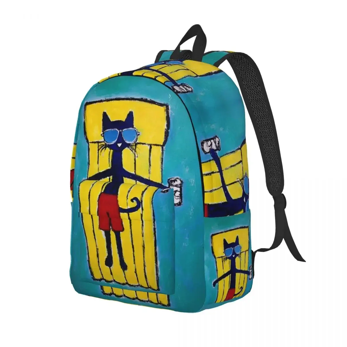 sac à dos cool pour lycée, randonnée et voyage, motif pete le chat et les chats de dessin animé, avec motif 'i love my white shoes', pour hommes et femmes, sacs en toile pour ordinateur portable