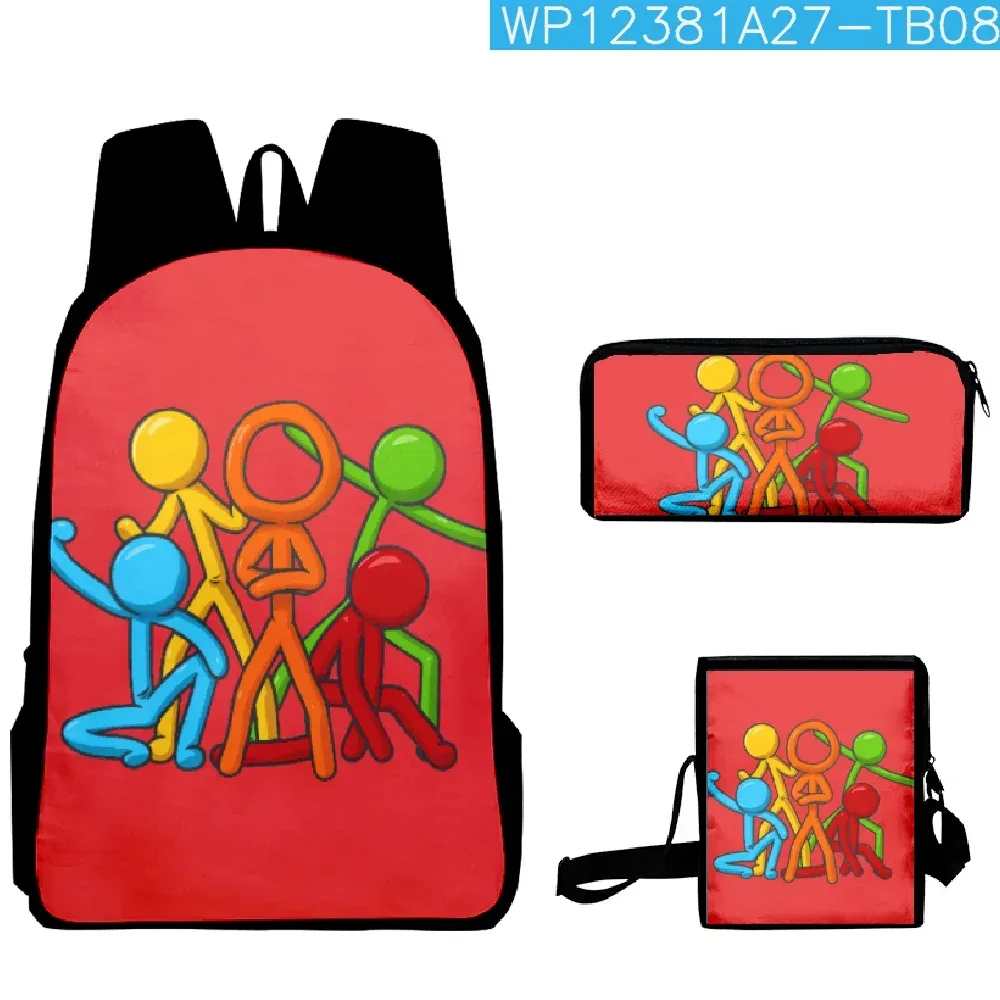 mode populaire cool alan becker impression 3d 3 pièces/ensemble sacs d'école pour élèves sac à dos pour ordinateur portable sac à dos sac à bandoulière incliné trousse à crayons