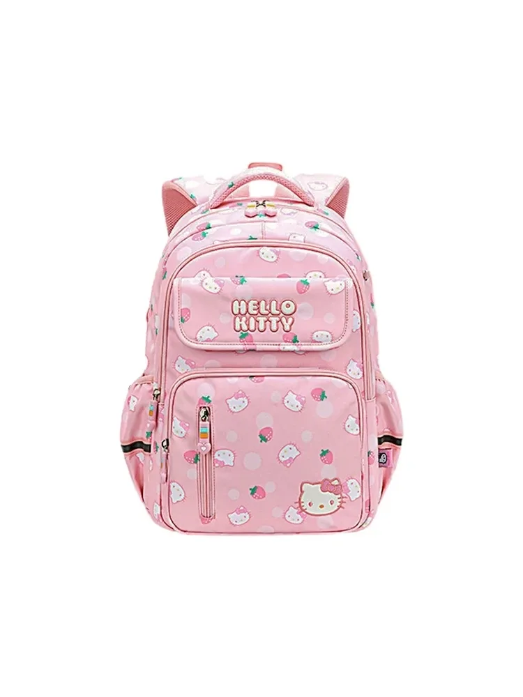 sac à dos scolaire hello kitty 42 mm, motif fraise kuromi, sacs pour soulager le fardeau, protéger la colonne vertébrale, imperméable, pour étudiants
