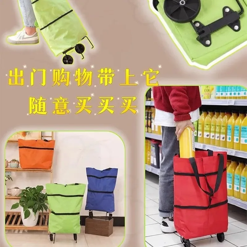 sac de courses pliable à roulettes avec logo personnalisé, grande capacité, sac fourre-tout à roulettes pour femmes, pour la maison, le supermarché et les courses.