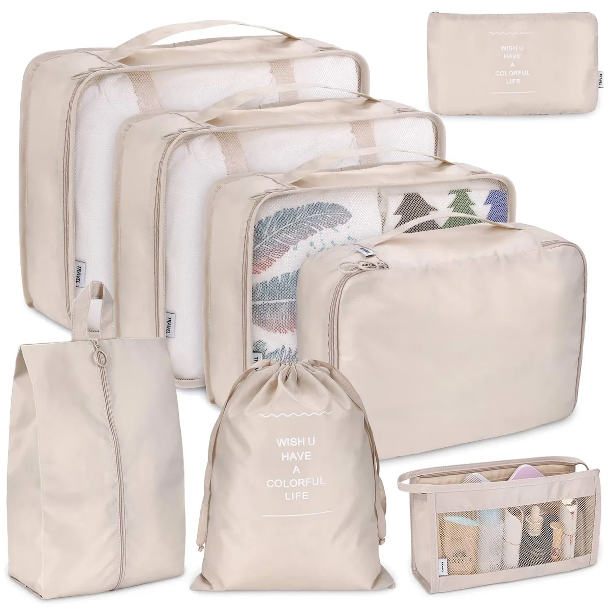8/7/6 pièces ensemble organisateur de voyage sacs de rangement valise emballage Cubes ensemble étuis Portable pliant bagages vêtements chaussure Tidy pochette
