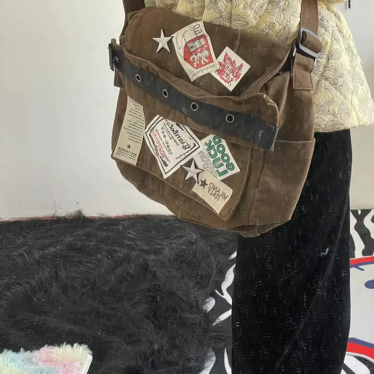 sac à bandoulière vintage de campus américain, autocollant de fille épicée, facteur, fait de vieille étoile, nouvelle collection automne