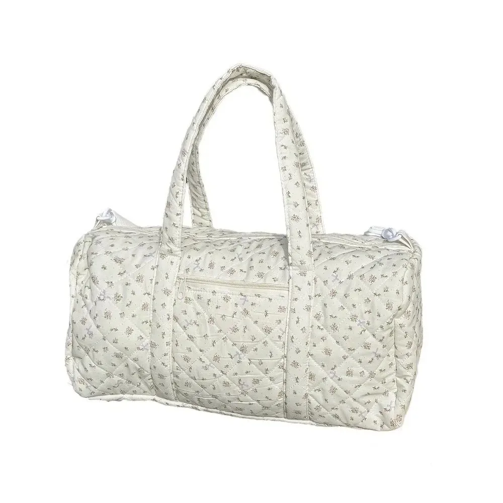 sac de voyage matelassé léger version coréenne, motif floral, grande capacité, sac boston diagonal, sac à main en coton, voyage