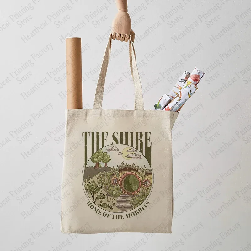 sac fourre-tout à motif shire, sacs à bandoulière en toile pour voyage, trajet quotidien, sac de courses réutilisable pour femmes, meilleur cadeau pour les amateurs de mouvements