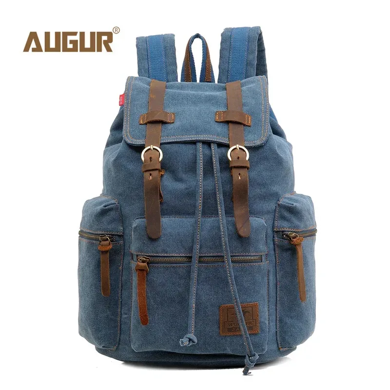 augur-sac d'école en toile vintage sr pour hommes, sacs de voyage pour hommes, grande capacité, sac rétro pour ordinateur portable, nouvelle mode