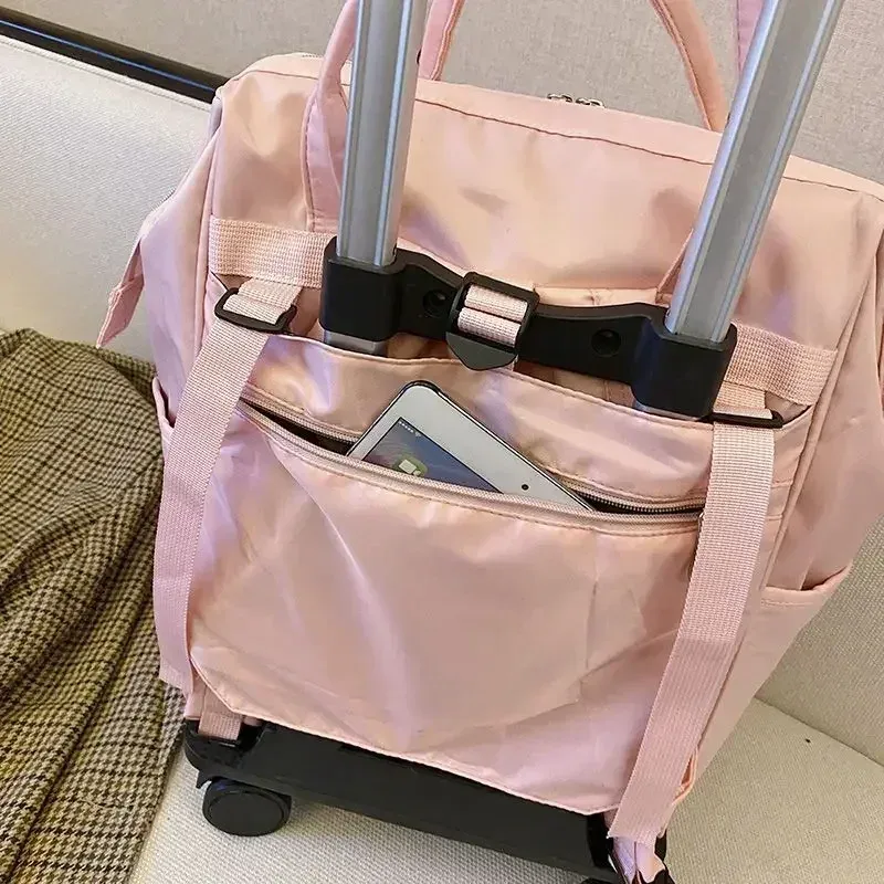 2025 nouveau cuir pour femmes étanche grande capacité portable mode bagage à roulettes voyage bagages oxford sac à dos sac à main