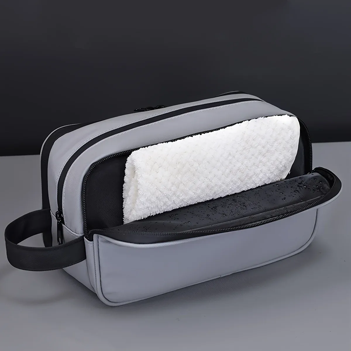 sac de rangement de cosmétiques double couche pour hommes, sac de maquillage et de beauté portable à fermeture éclair, sacs de rangement de produits de toilette de voyage d'affaires