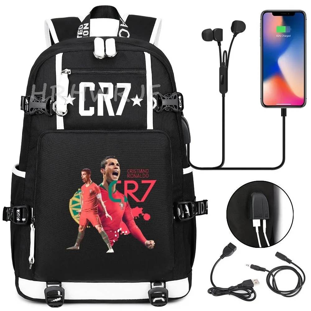 sac à dos d'étudiant cr7 football star, sac à dos camouflage à double bandoulière, sac à dos décontracté pour voyage et randonnée, sac à dos pour adolescents avec capacité pour ordinateur portable, mochilas
