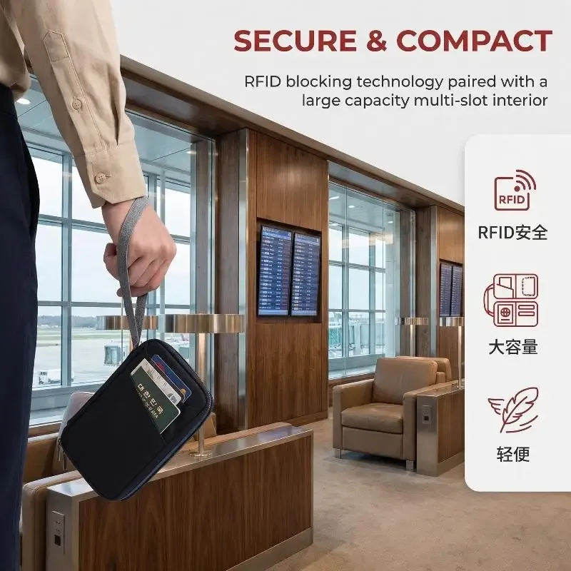 étui de protection imperméable pour passeport, housse de protection multifonction pour passeport, étui à fermeture éclair pour documents, accessoires de portefeuille de voyage