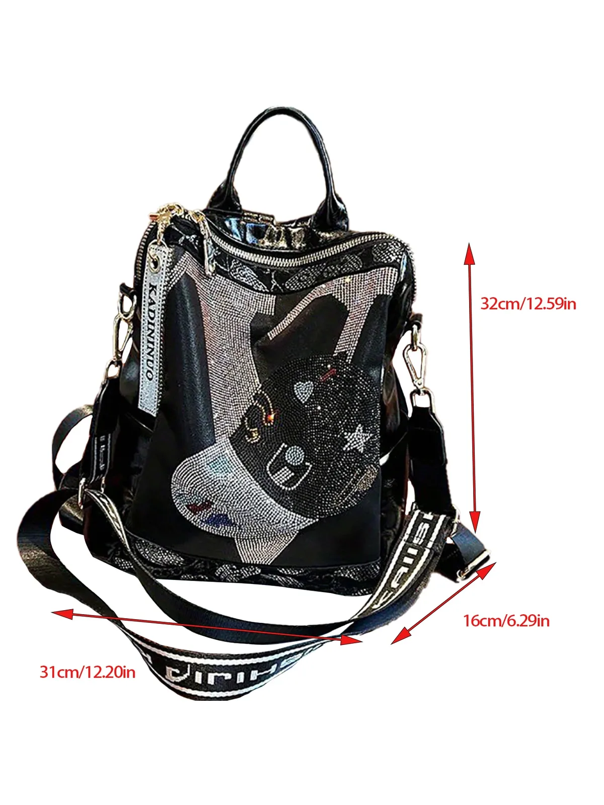 sac à dos à la mode et polyvalent, nouveau sac à bandoulière décontracté en cuir de grande capacité avec strass