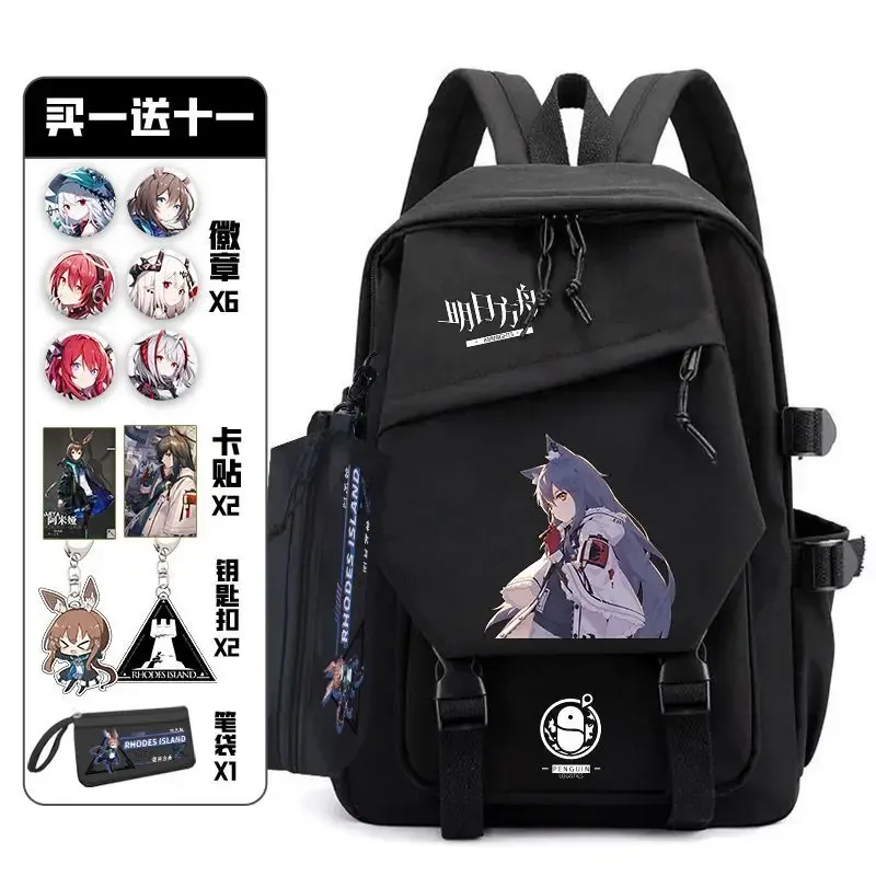 arknight – sac à dos avec douleur, ensemble de badges, sac d'anime, cartable pour adolescents, sac de voyage pour livre d'étudiants, fille et garçon, cosplay