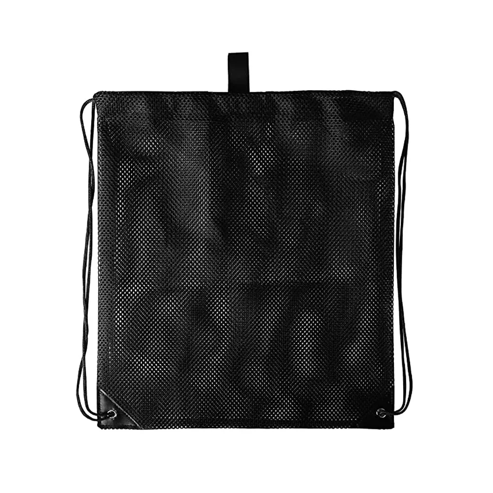sac à dos en maille à cordon de serrage, sacs en maille noire, sac en filet pour ballon de football robuste, sac d'équipement pour salle de sport, plage, équipements de natation