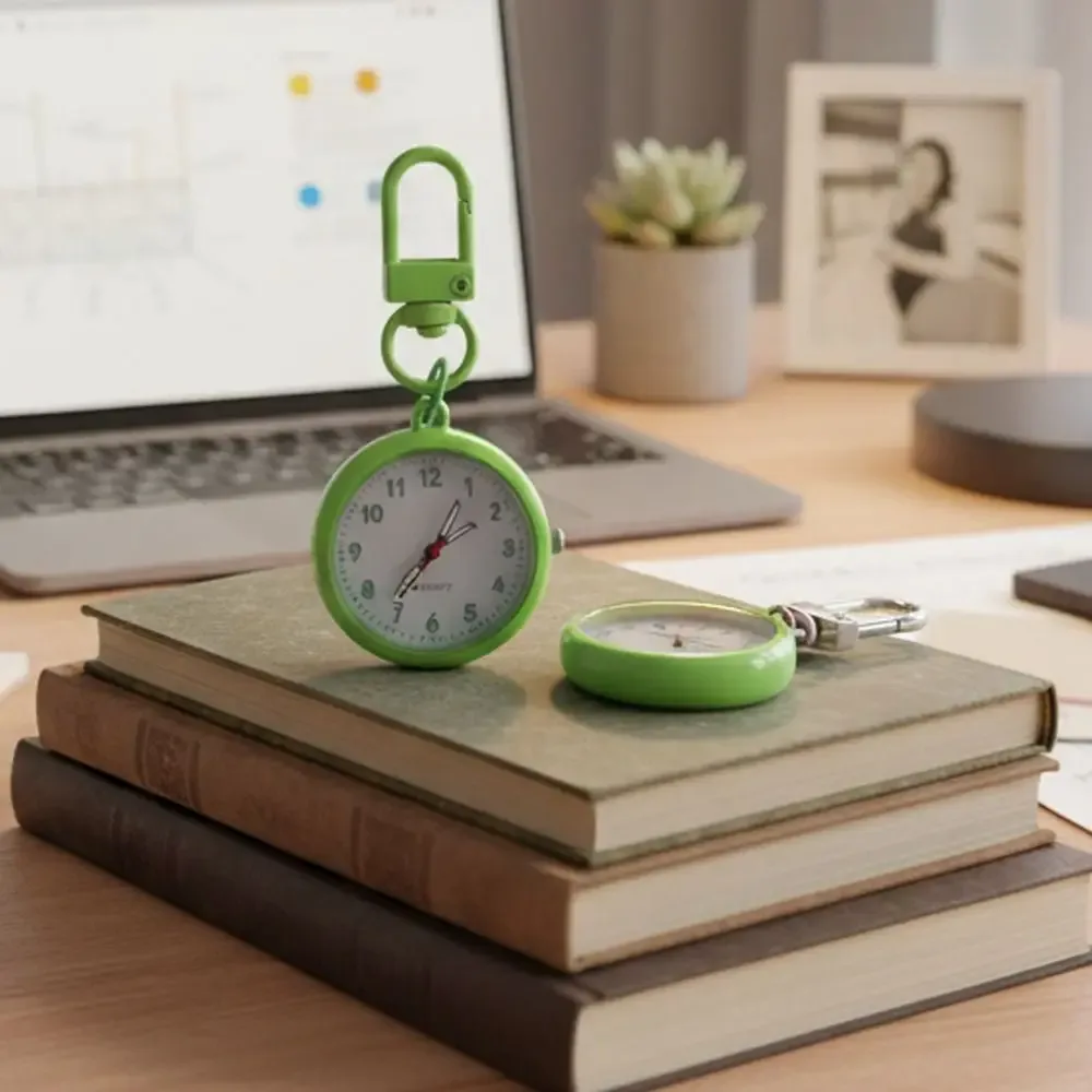 Montre d'examen à mouvement silencieux, boîtier en alliage, mini format, montre de poche, design réutilisable, étui en cuir, montre à quartz, décoration pour sac à dos