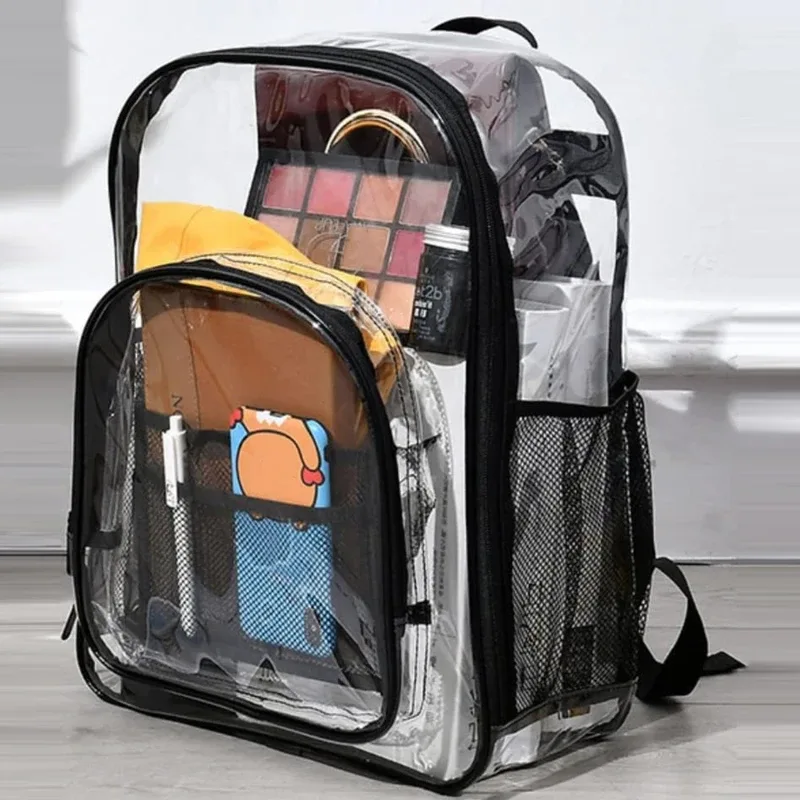 sac à dos transparent imperméable pour femmes et hommes, sac d'école unisexe de grande capacité, portable, décontracté, pour voyage, étudiant