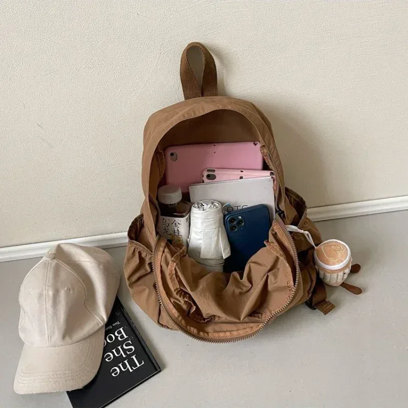 sac à dos décontracté femmes grande capacité mode junior lycée étudiant pli cartable sac en tissu coréen voyage sac à dos