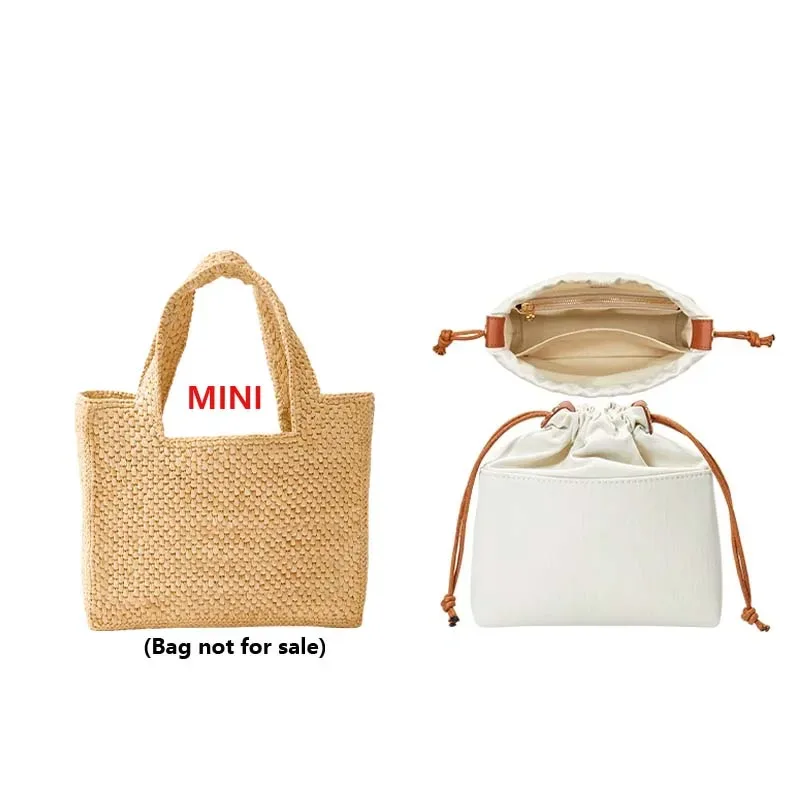 insert organisateur de sac à cordon pour panier d'anagramme, support de sac tissé en paille, doublure intérieure, accessoires de sac