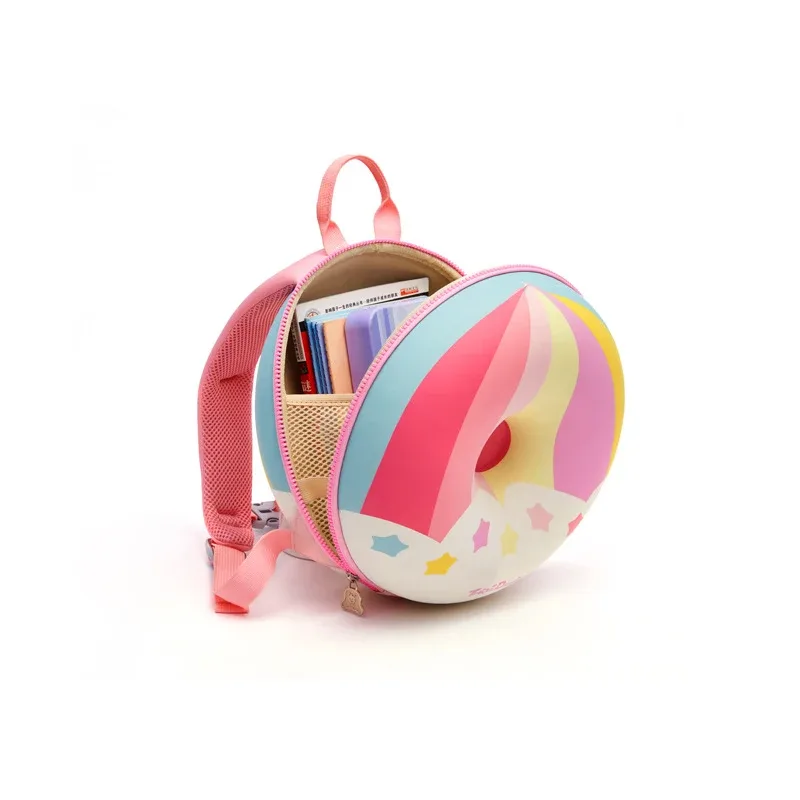 sac à dos d'école en forme de donut rose 3d pour enfant, sacoche mignonne pour fille et garçon en bas âge