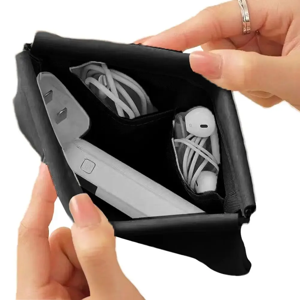 pochette de voyage imperméable en cuir pu végétalien pour cosmétiques, mini sac de rangement pour écouteurs et câbles de charge, organiseur de maquillage