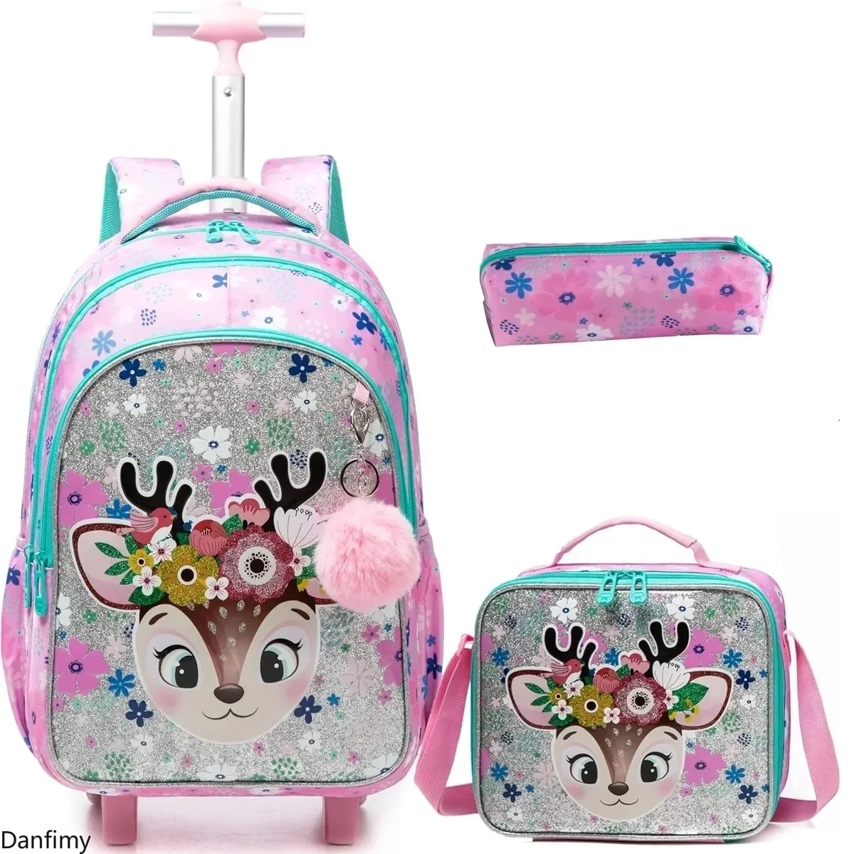 ensemble de sacs d'école à roulettes pour garçons et filles, sac à dos à roulettes pour enfants, sac à bagages à roulettes pour élèves du primaire