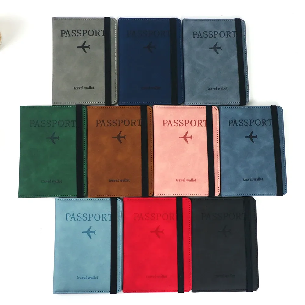 porte-cartes en cuir pu personnalisé avec nom, porte-passeport, housse de passeport rfid, sac de voyage multifonctionnel, porte-documents