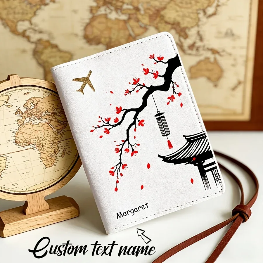 porte-passeport personnalisé à motif floral, léger, portable, portefeuille de voyage, porte-cartes, cadeau essentiel pour les vacances