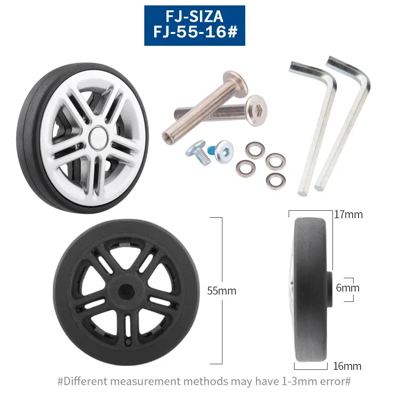 roues de rechange pour valise à bagages, axes od 36-50mm, noir de luxe avec vis, adaptées à une roulette pivotante de valise de 18 à 26 pouces