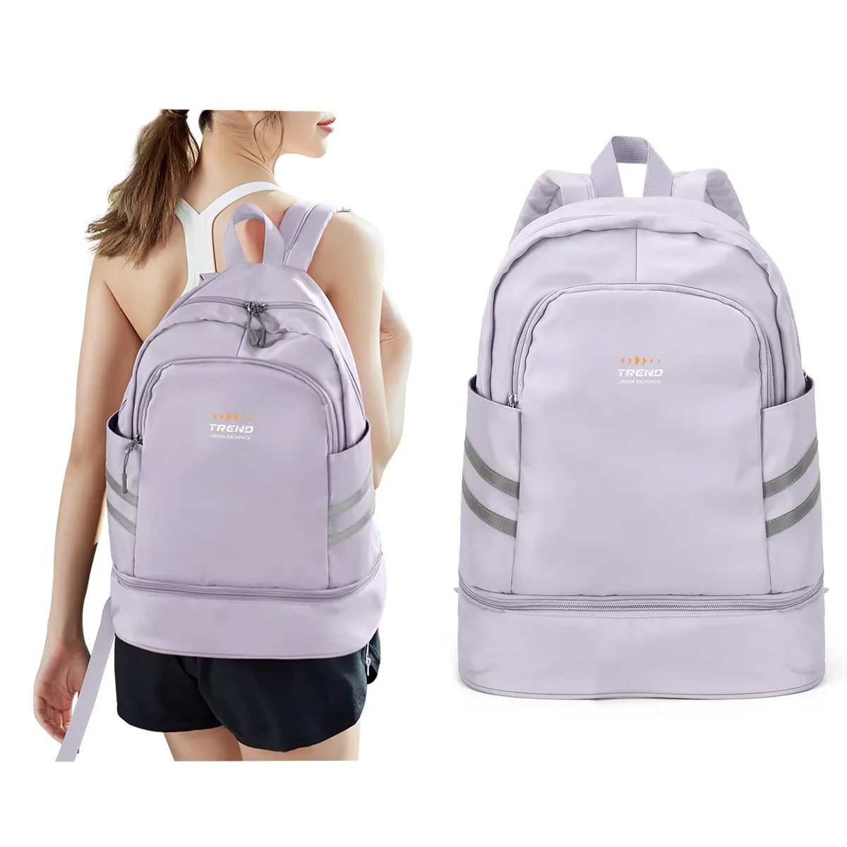 sac à dos de sport pour femmes avec compartiment à chaussures et poche humide, grand sac à dos de voyage léger, sac à dos de sport étanche
