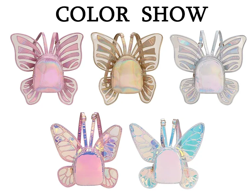 sac à dos laser papillon amusant pour femme, ailes d'ange, sac de jour lancé, mini sac de voyage, sac étudiant casting, mode 2021
