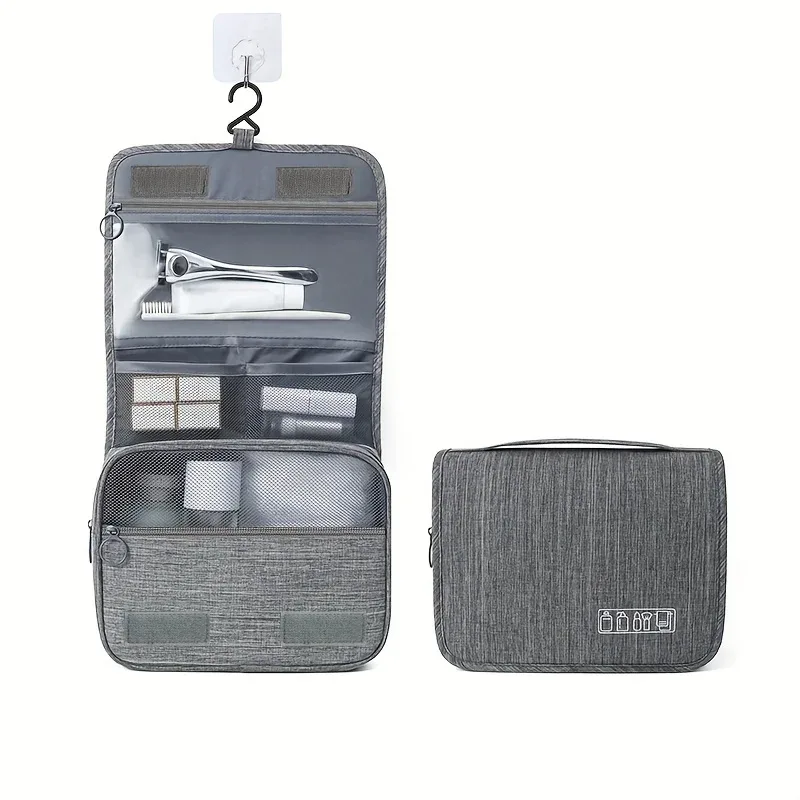 trousse de toilette portable en tissu oxford pour hommes et femmes, organisateur de voyage étanche à suspendre