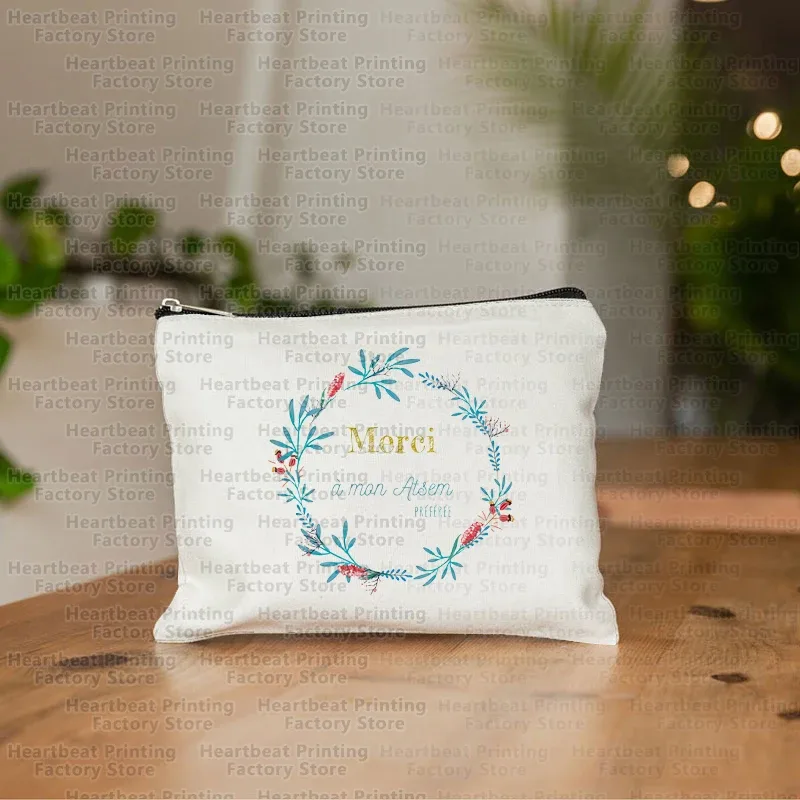 pochette à cosmétiques imprimée maîtresse de remerciement français, trousse de toilette, trousse de maquillage pour femme, sac de rangement portable, meilleur cadeau pour enseignant