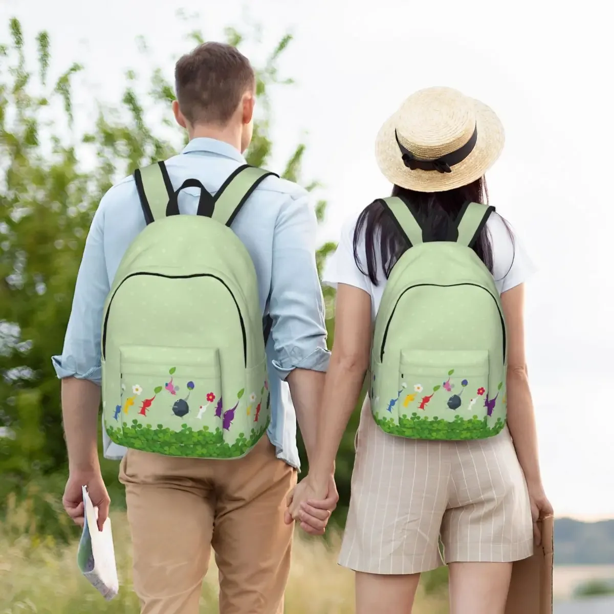 pikmins family sac à dos classique mignon et amusant, durable, pour lycée, jeu d'affaires, sac à dos anime pour hommes et femmes, sac à bandoulière universitaire