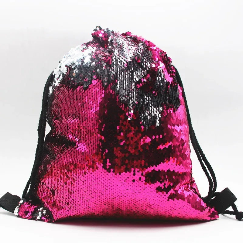 sac à dos à paillettes pour femmes, sac d'extérieur avec cordon de serrage