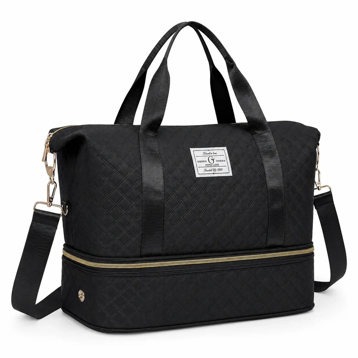 grand sac de voyage matelassé avec compartiment inférieur séparé et bandoulière réglable pour le week-end et la salle de sport