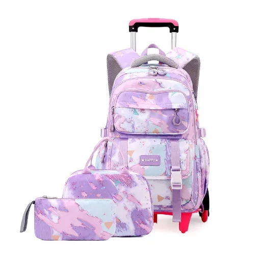 sac à dos d'école à roulettes pour filles cartable à roulettes enfants sac à dos à roulettes sacs à roulettes 3 pièces ensemble sacs à roulettes d'école