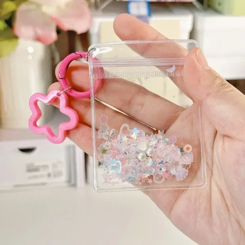 porte-clés mignon et tendance, mini sac de rangement transparent en forme d'étoile à cinq branches pour femme, pendentif pour sac et clés de voiture