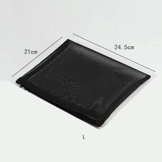 sacs de maquillage de lavage de toilette, trousse de maquillage en maille transparente noire, pochette de rangement, sac à cosmétiques de voyage pour femmes, fermeture éclair décontractée