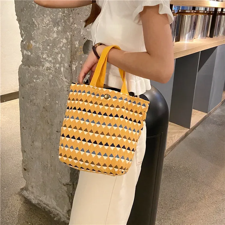 petit sac fourre-tout en velours côtelé de style coréen pour femmes et filles, mini sacs à main, sacs à lunch, shopping, grill, poudres à main, mignon