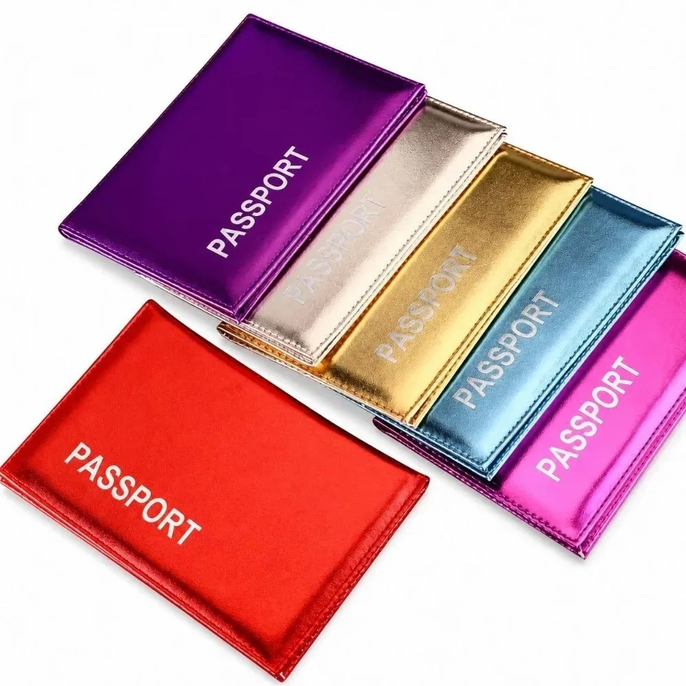porte-passeport en cuir pu tendance, imperméable, brillant, avec paillettes, porte-cartes de crédit, multifonction, pour voyages d'affaires