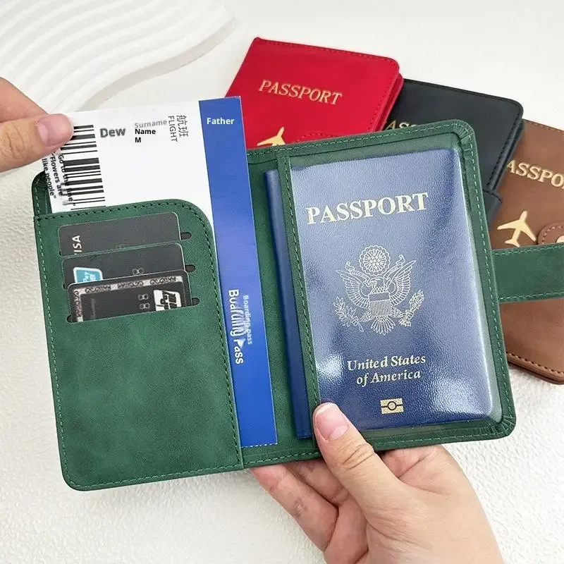 portefeuille de passeport en cuir pu mignon, imperméable, porte-cartes multiple, organiseur de documents de voyage pour hommes et femmes