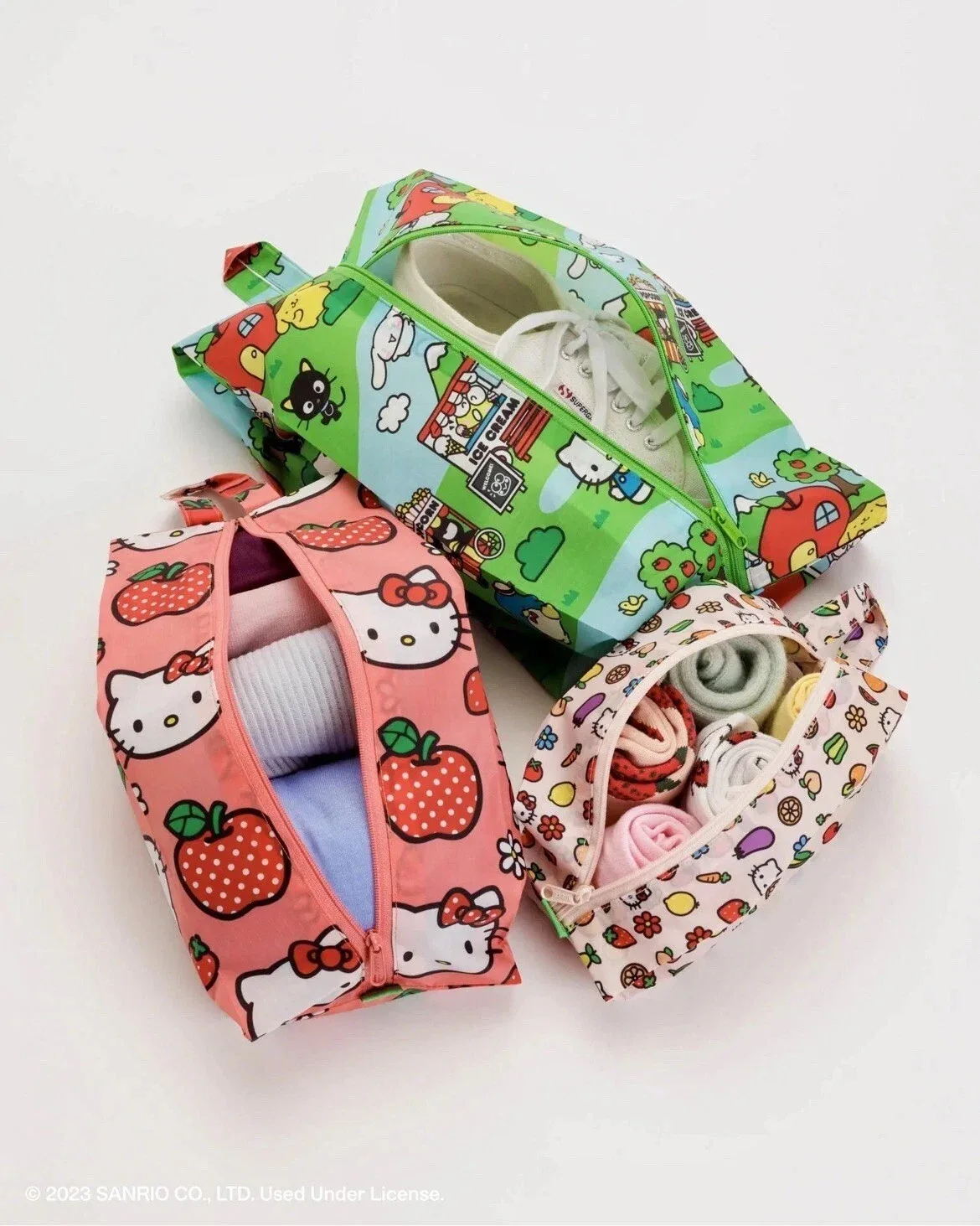 sac de rangement de voyage hello kitty, ensemble de trois pièces, organisateur de bagages pour la maison et les voyages, tri portable des vêtements, des sous-vêtements et des chaussettes b